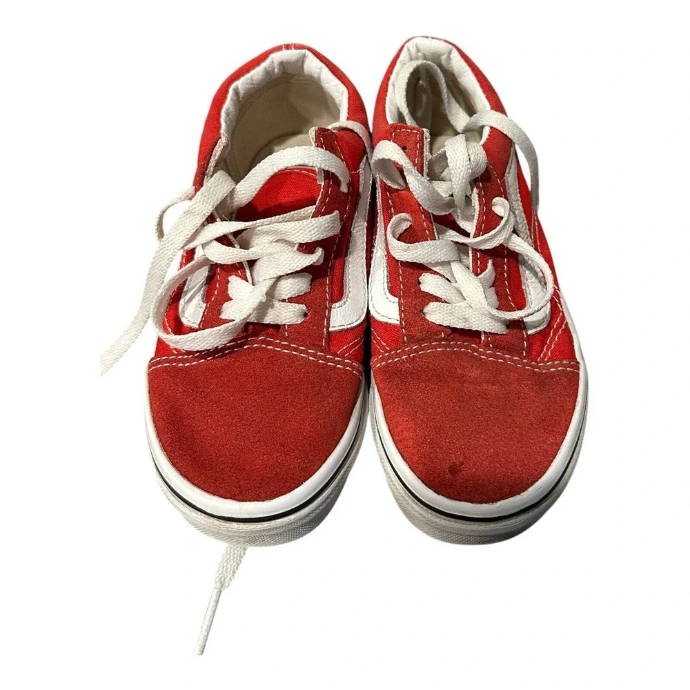 Vans Off The Wall Shoes Red And White Sneakers Youth Kids Size 13 Canvas EUC